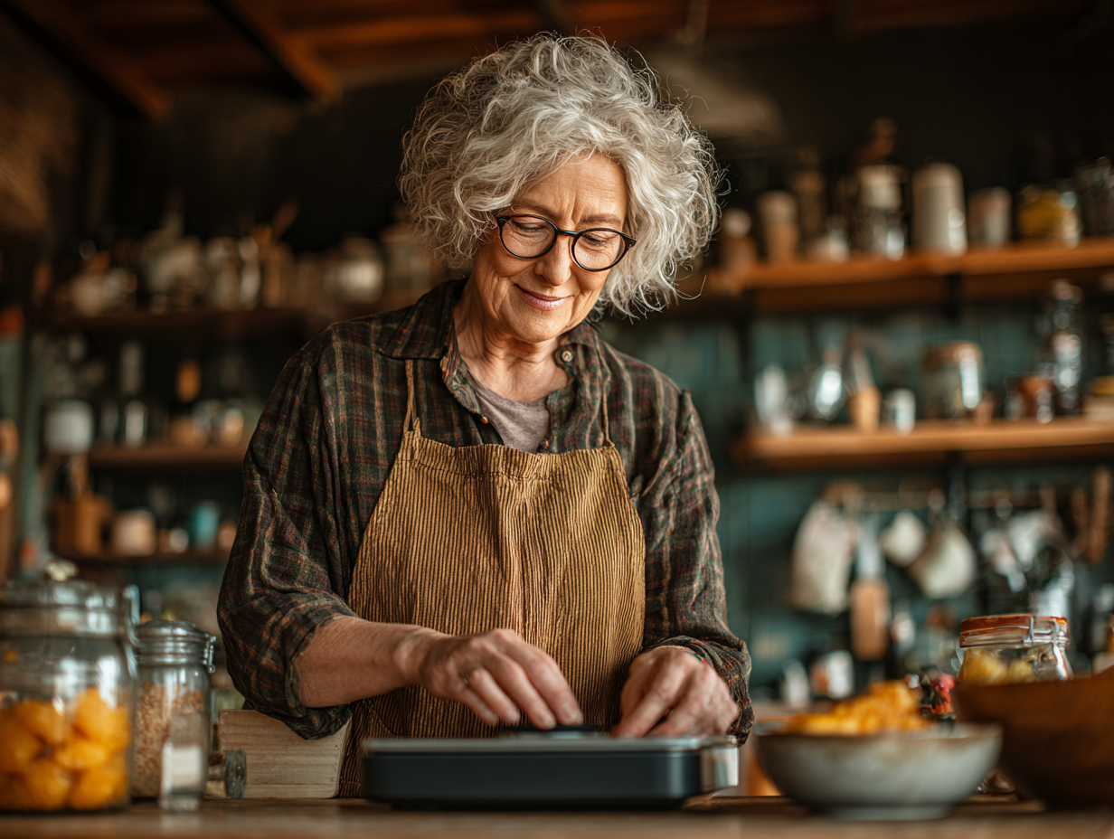 Щаслива пара старшого віку готує здорову їжу разом на кухні